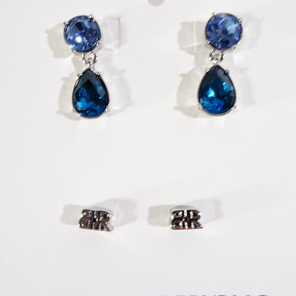 NWT Banana Republic Bold Line Crystal Drop Earrings NWT $38 Burmese Blue